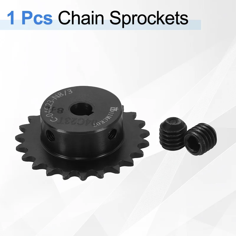 #25 Chain Roller Sprocket 8mm Bore, 23 Tooth with 3x1.4mm Keyway, Black