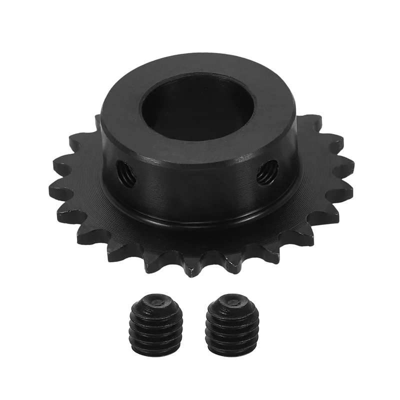#25 Chain Roller Sprocket 17mm Bore, 22 Tooth with Set Screws, Black