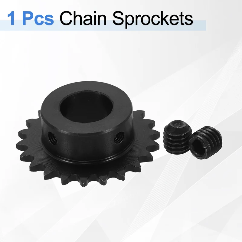 #25 Chain Roller Sprocket 17mm Bore, 22 Tooth with Set Screws, Black