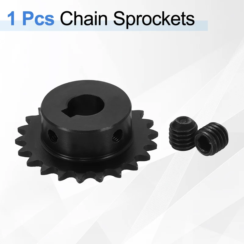 #25 Chain Roller Sprocket 12mm Bore, 22 Tooth with 5x2.3mm Keyway, Black