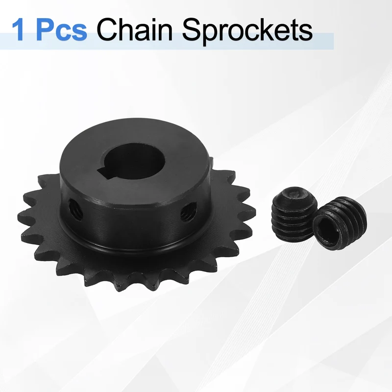 #25 Chain Roller Sprocket 12mm Bore, 22 Tooth with 4x1.8mm Keyway, Black