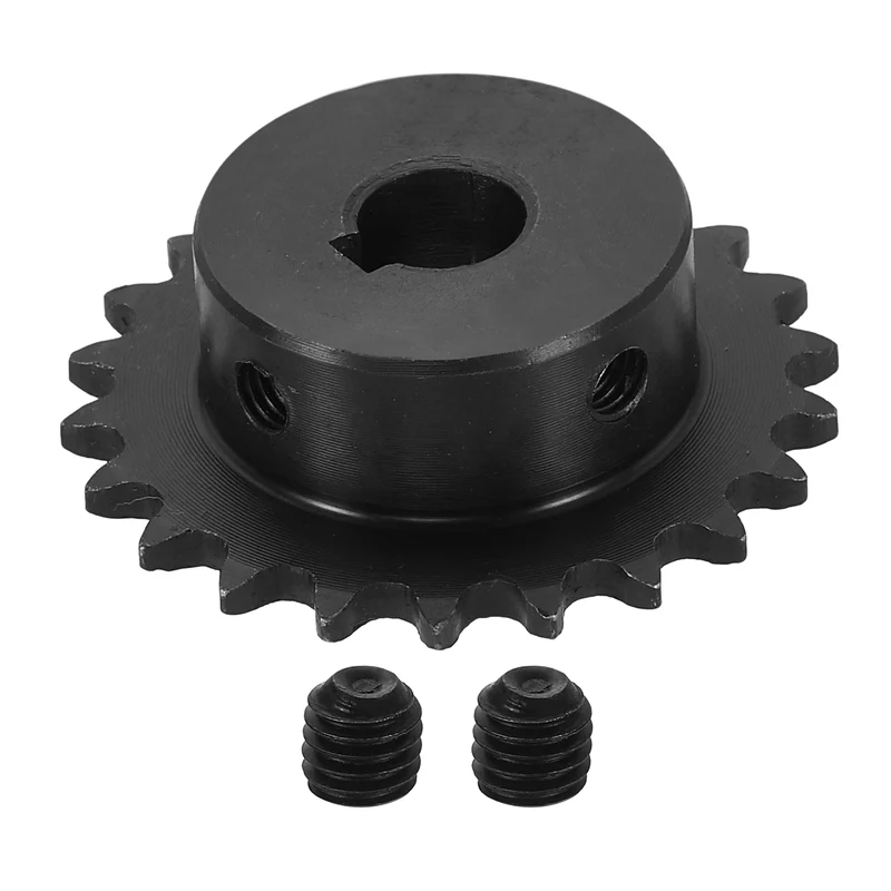 #25 Chain Roller Sprocket 10mm Bore, 22 Tooth with 4x1.8mm Keyway, Black