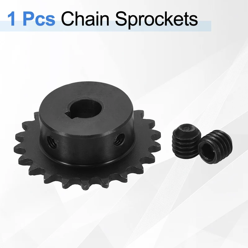 #25 Chain Roller Sprocket 10mm Bore, 22 Tooth with 4x1.8mm Keyway, Black