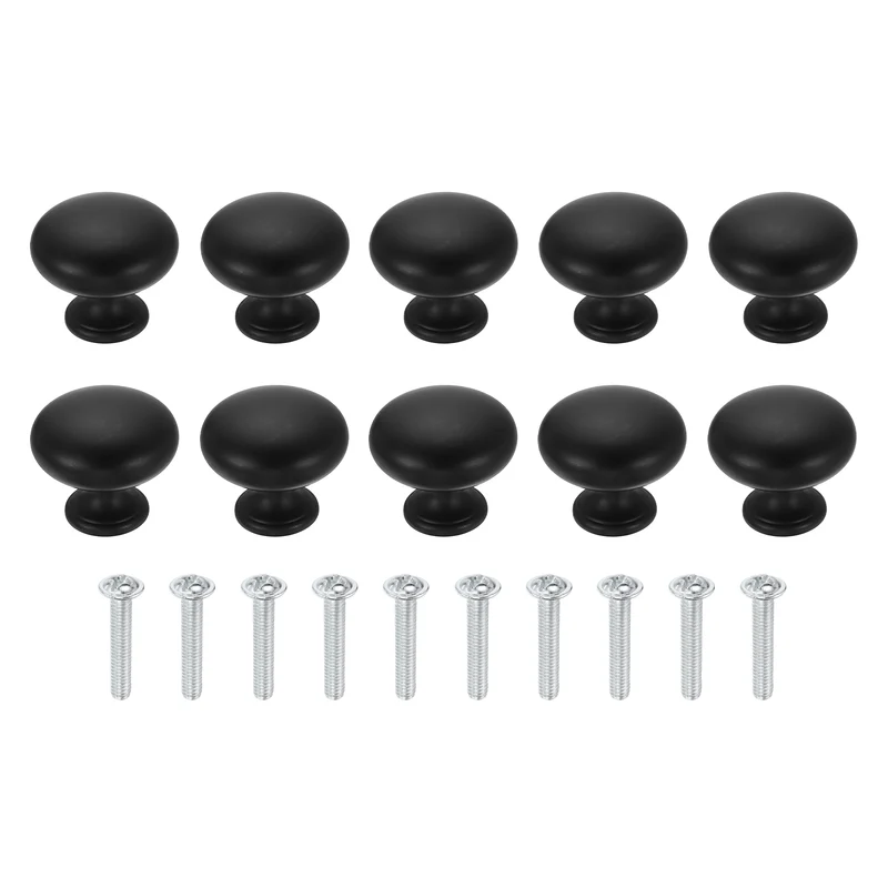 10 Pcs 1.2" Cabinet Knobs, Plastic Drawer Pulls for Bedroom, Matte Black