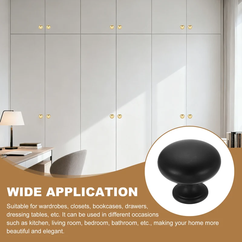 10 Pcs 1.2" Cabinet Knobs, Plastic Drawer Pulls for Bedroom, Matte Black