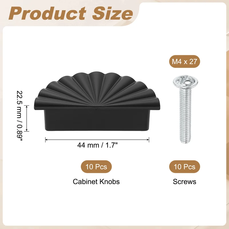 5 Pcs 1.7" Cabinet Knobs, Plastic Drawer Pulls for Bedroom, Black