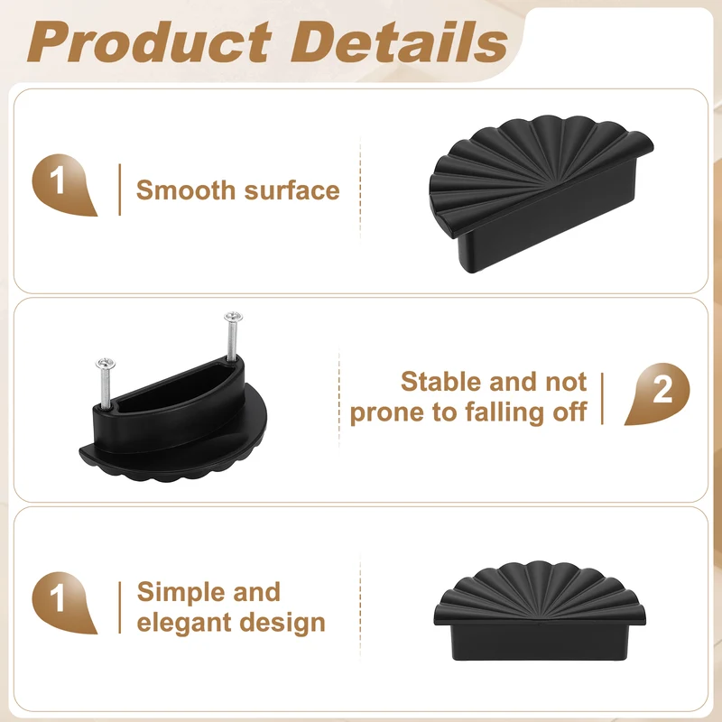5 Pcs 1.7" Cabinet Knobs, Plastic Drawer Pulls for Bedroom, Black