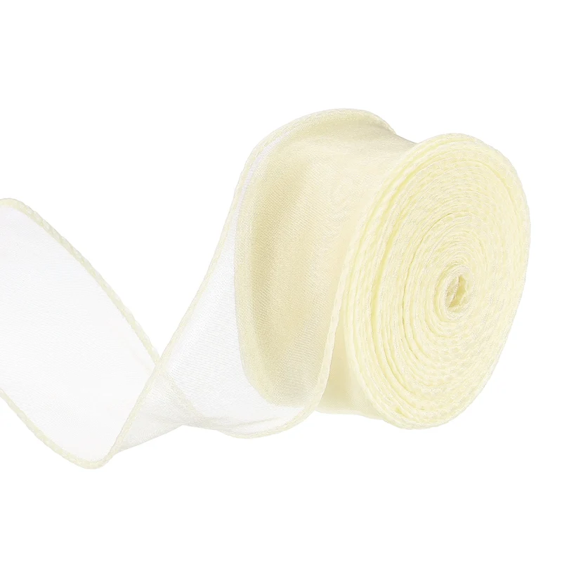 1 1/2 in 10 Yd Iridescent Sheer Organza Ribbon Beige