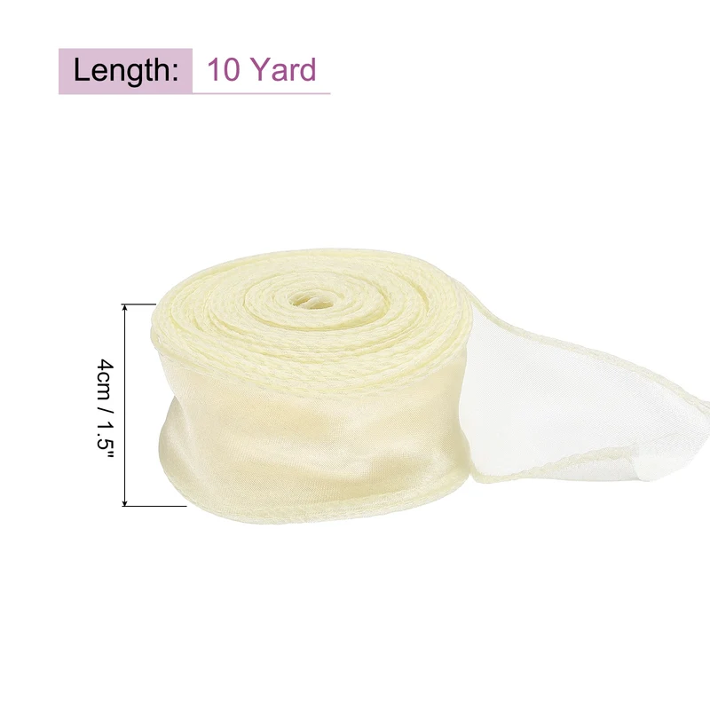 1 1/2 in 10 Yd Iridescent Sheer Organza Ribbon Beige