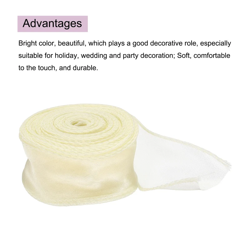 1 1/2 in 10 Yd Iridescent Sheer Organza Ribbon Beige