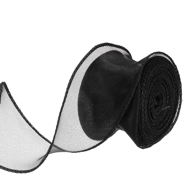 1 1/2 in 10 Yd Iridescent Sheer Organza Ribbon Black