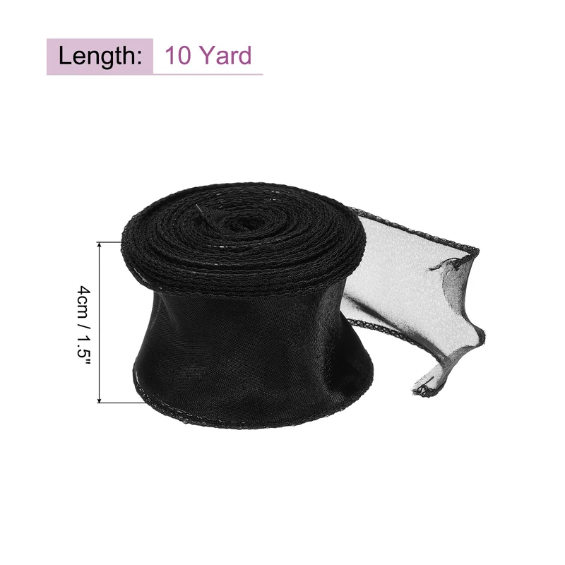1 1/2 in 10 Yd Iridescent Sheer Organza Ribbon Black