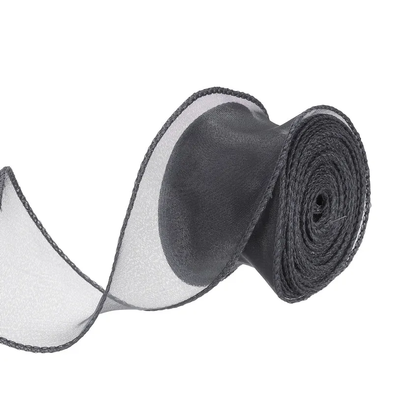 1 1/2 in 10 Yd Iridescent Sheer Organza Ribbon Gray