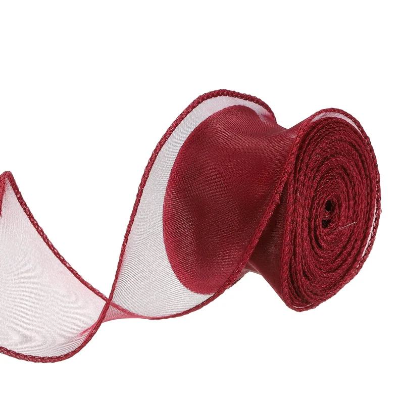 1 1/2 in 10 Yd Iridescent Sheer Organza Ribbon Red