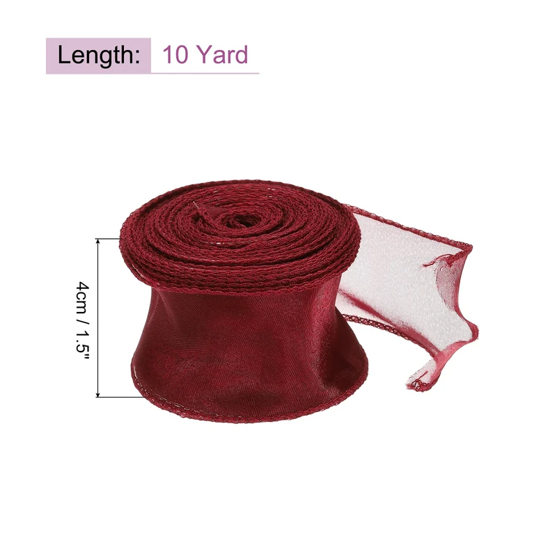 1 1/2 in 10 Yd Iridescent Sheer Organza Ribbon Red