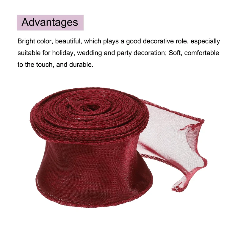 1 1/2 in 10 Yd Iridescent Sheer Organza Ribbon Red