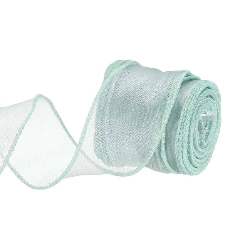 1 1/2 in 10 Yd Iridescent Sheer Organza Ribbon Green