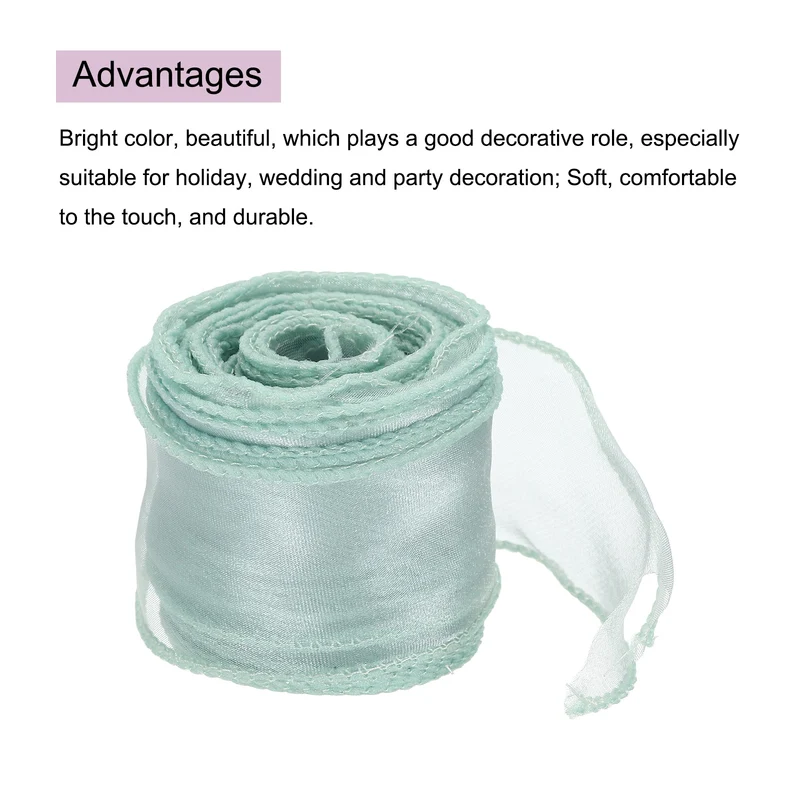 1 1/2 in 10 Yd Iridescent Sheer Organza Ribbon Green