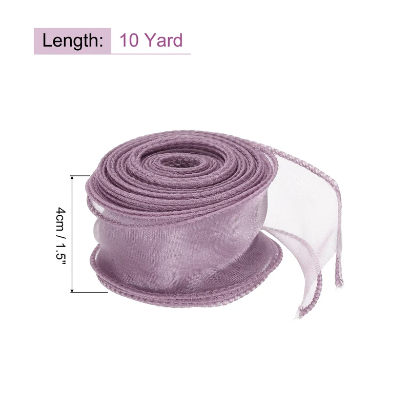 1 1/2 in 10 Yd Iridescent Sheer Organza Ribbon Caviar