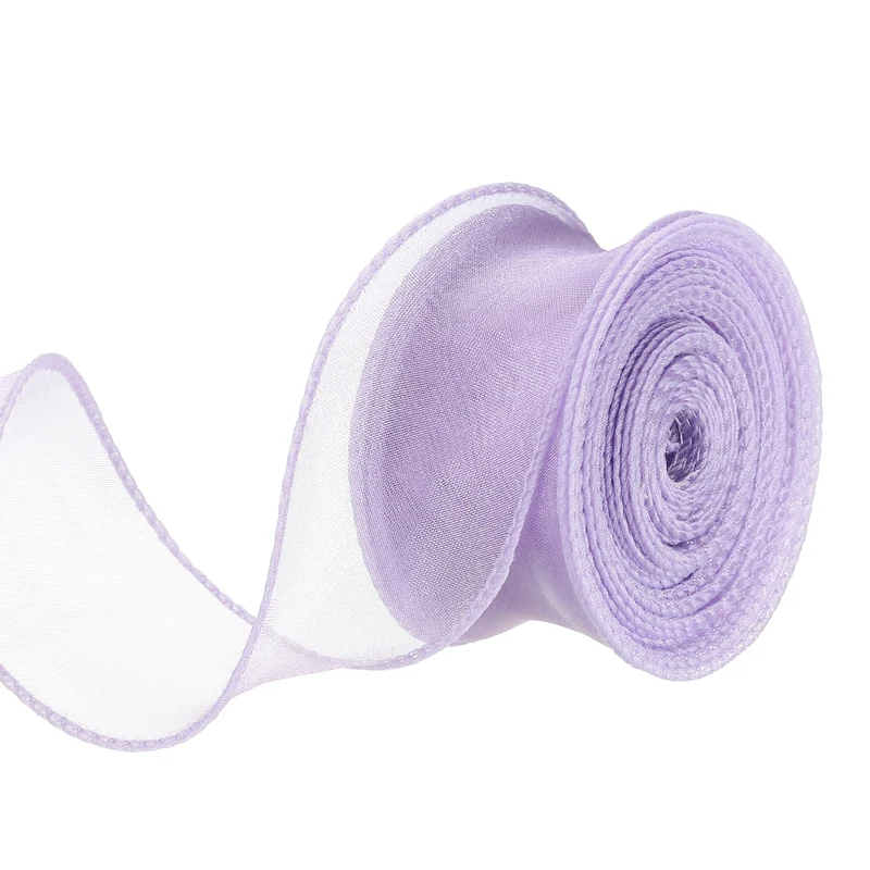 1 1/2 in 10 Yd Iridescent Sheer Organza Ribbon Purple