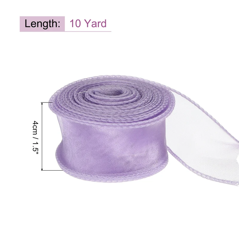 1 1/2 in 10 Yd Iridescent Sheer Organza Ribbon Purple