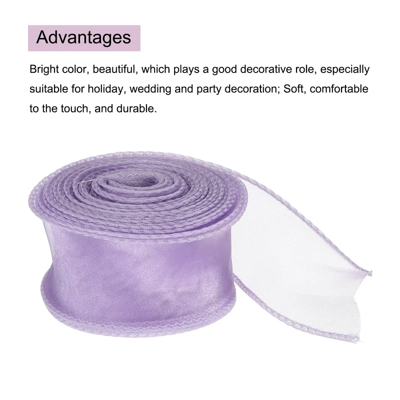 1 1/2 in 10 Yd Iridescent Sheer Organza Ribbon Purple
