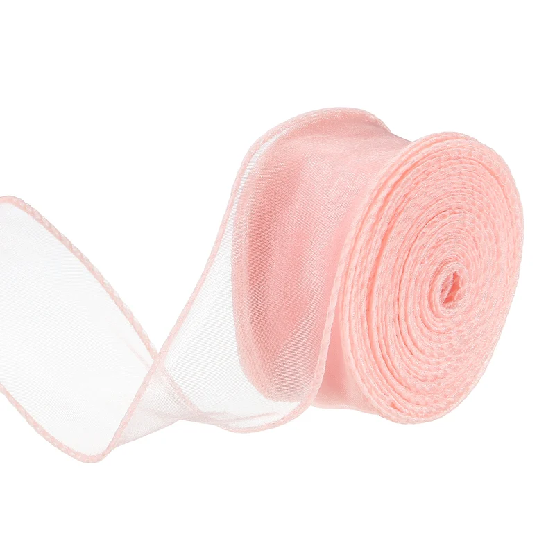 1 1/2 in 10 Yd Iridescent Sheer Organza Ribbon Pink