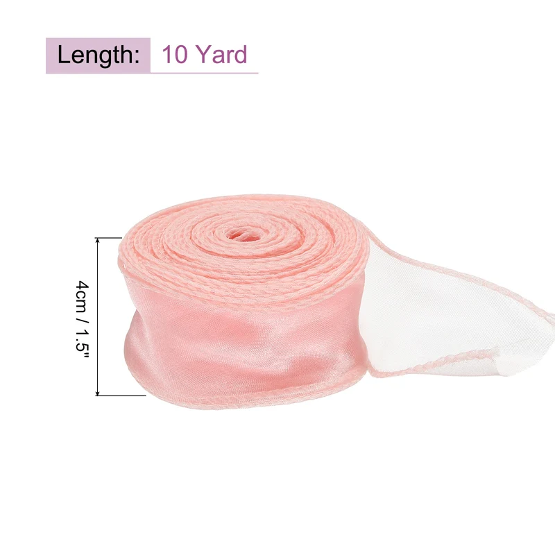 1 1/2 in 10 Yd Iridescent Sheer Organza Ribbon Pink