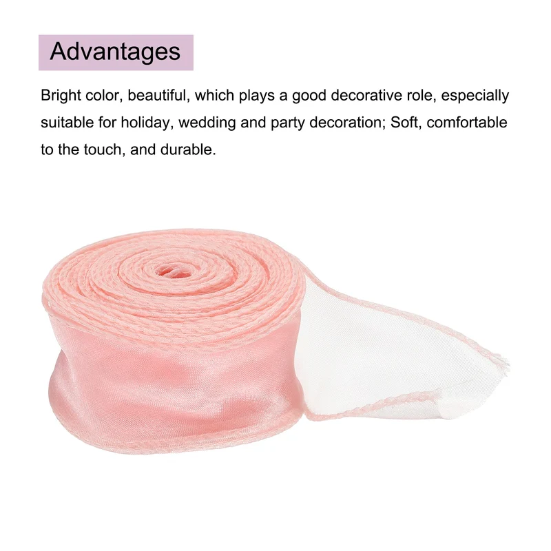 1 1/2 in 10 Yd Iridescent Sheer Organza Ribbon Pink