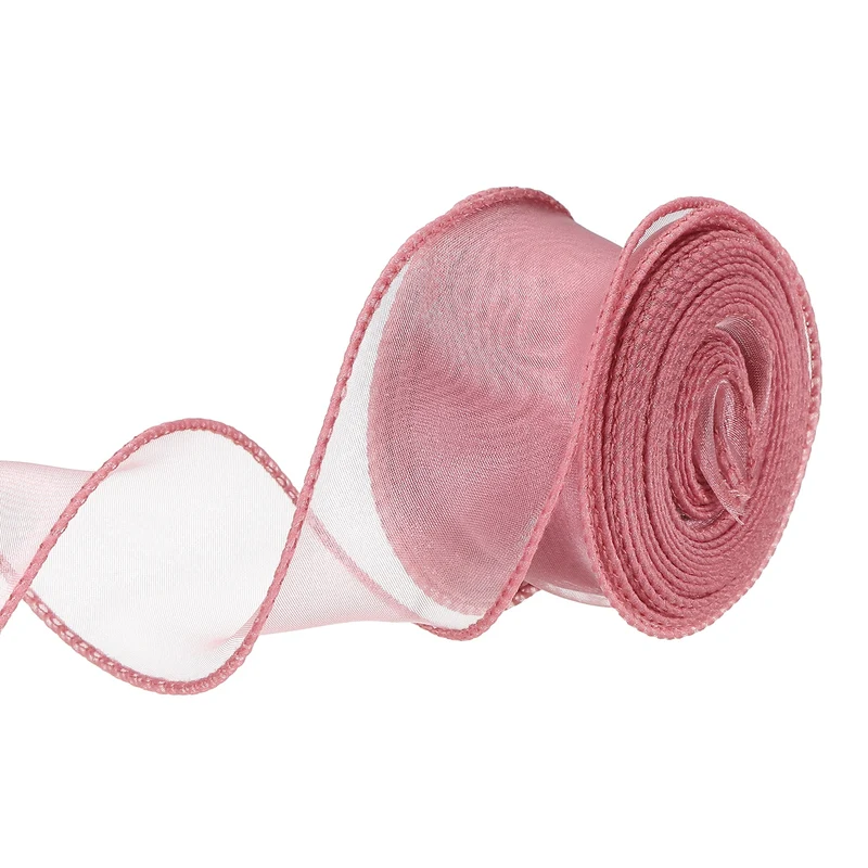1 1/2 in 10 Yd Iridescent Sheer Organza Ribbon Coral