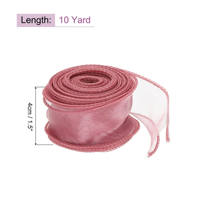 1 1/2 in 10 Yd Iridescent Sheer Organza Ribbon Coral