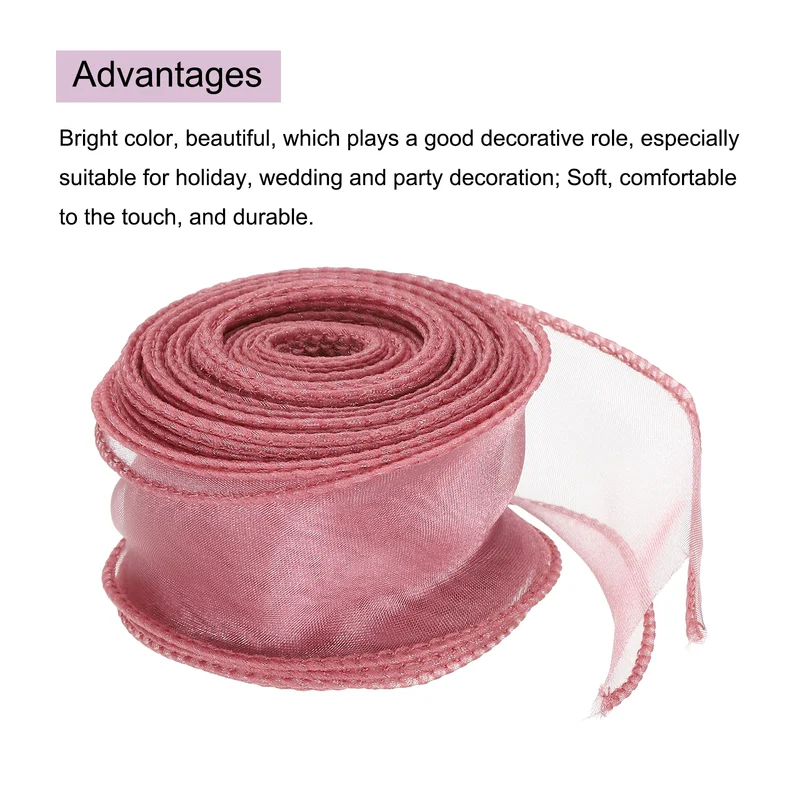 1 1/2 in 10 Yd Iridescent Sheer Organza Ribbon Coral