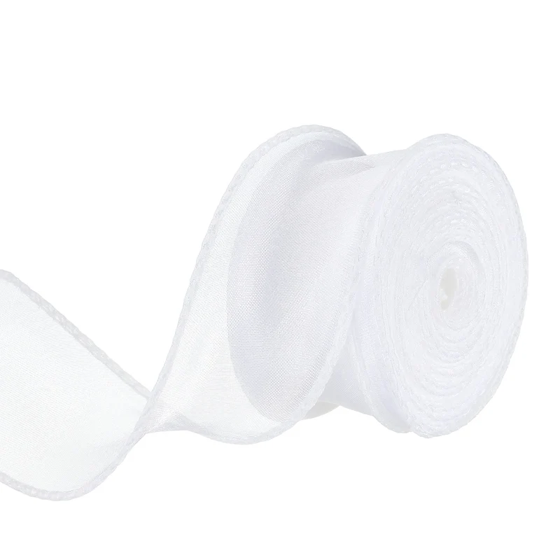 1 1/2 in 10 Yd Iridescent Sheer Organza Ribbon Pearl White