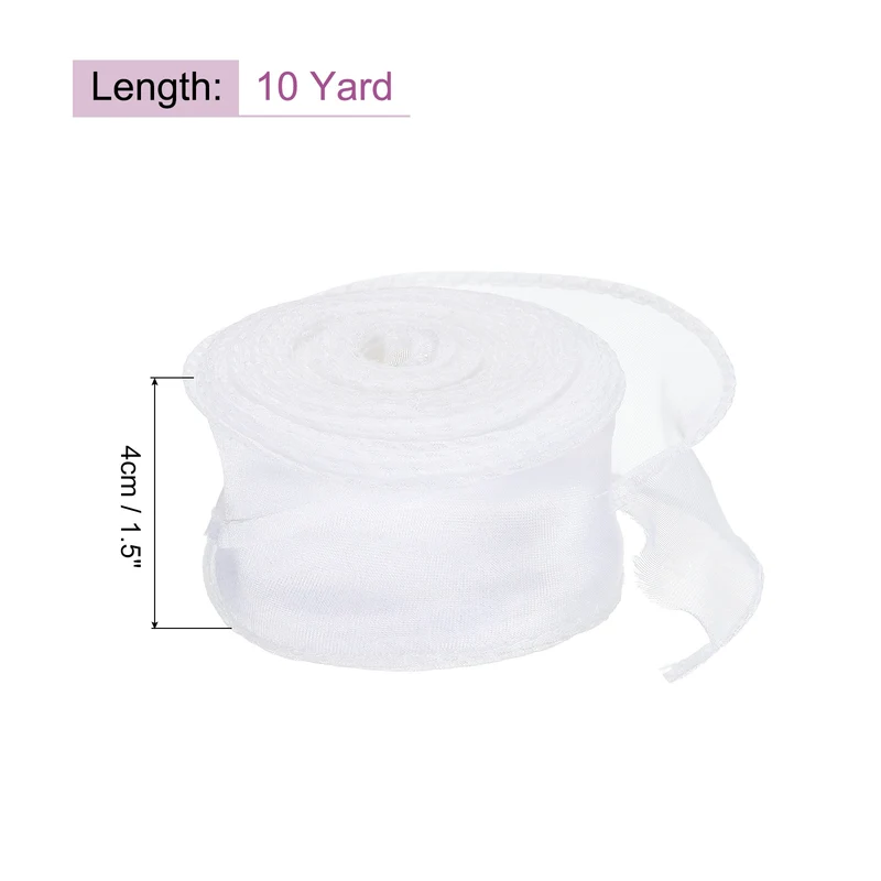 1 1/2 in 10 Yd Iridescent Sheer Organza Ribbon Pearl White