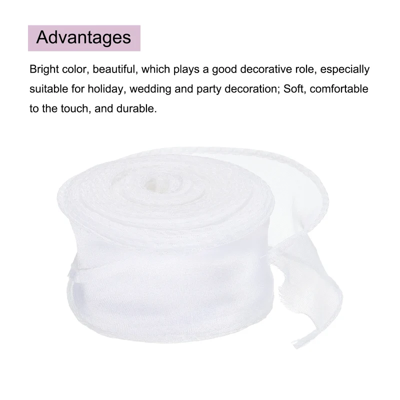 1 1/2 in 10 Yd Iridescent Sheer Organza Ribbon Pearl White
