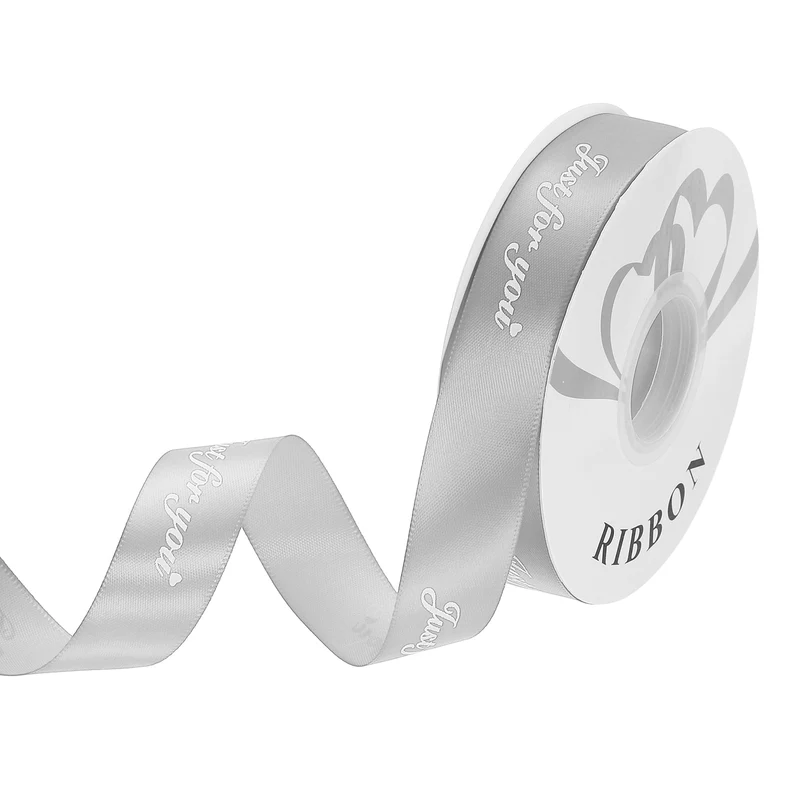 1Inch 32Yard Wide Satin Ribbon Grosgrain Valentine Wedding Ribbon, Silver Gray