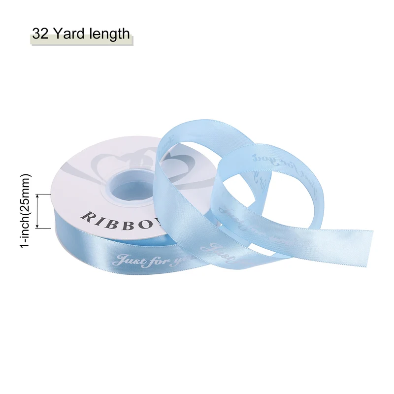 1Inch 32Yard Wide Satin Ribbon Grosgrain Valentine Wedding Ribbon, Light Blue