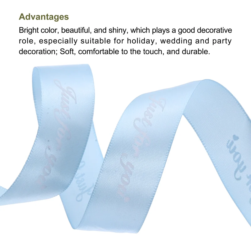 1Inch 32Yard Wide Satin Ribbon Grosgrain Valentine Wedding Ribbon, Light Blue