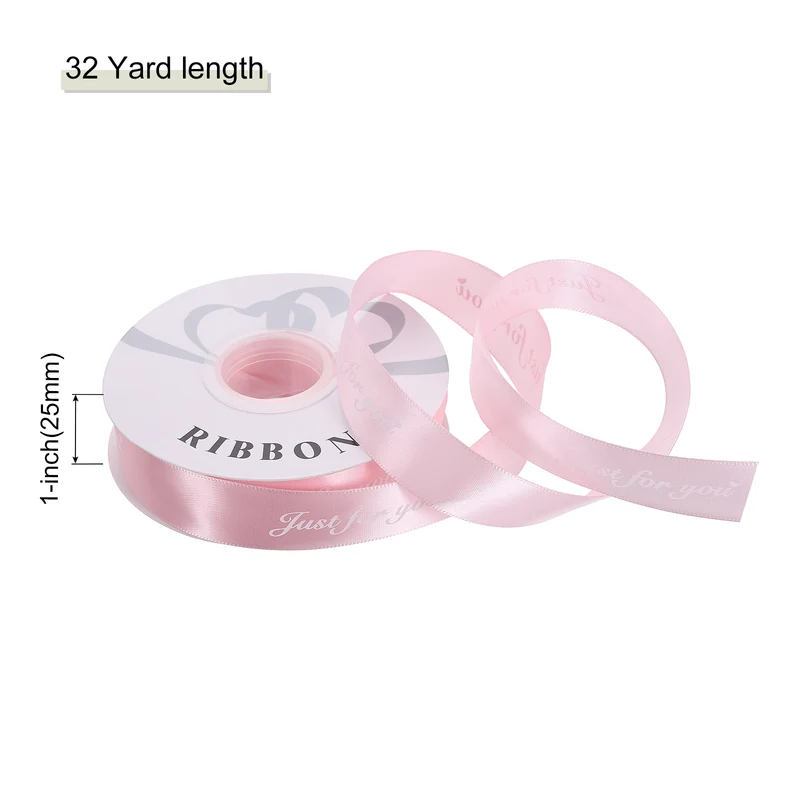 1Inch 32Yard Wide Satin Ribbon Grosgrain Valentine Wedding Ribbon, Light Pink