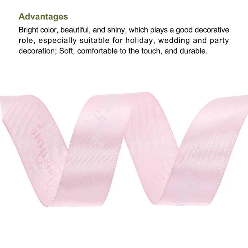 1Inch 32Yard Wide Satin Ribbon Grosgrain Valentine Wedding Ribbon, Light Pink