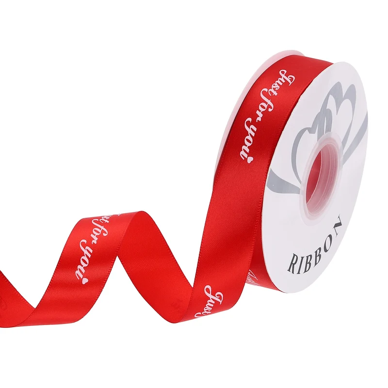 1Inch 32Yard Wide Satin Ribbon Grosgrain Valentine Wedding Ribbon, Bright Red
