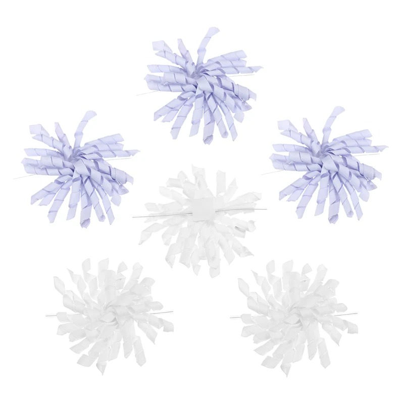 4" Curly Bows for Gift Wrapping 6 Pcs, White/Lavender