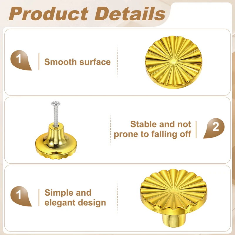10 Pcs 1.5" Cabinet Knobs, Plastic Drawer Pulls for Bedroom, Gold