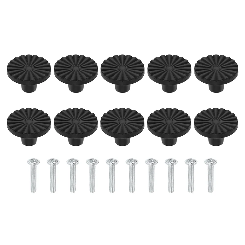 10 Pcs 1.5" Cabinet Knobs, Plastic Drawer Pulls for Bedroom, Black
