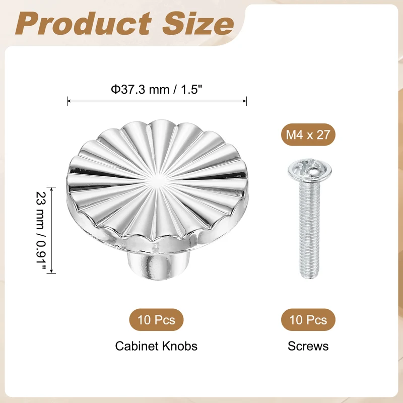 10 Pcs 1.5" Cabinet Knobs, Plastic Drawer Pulls for Bedroom, Silver