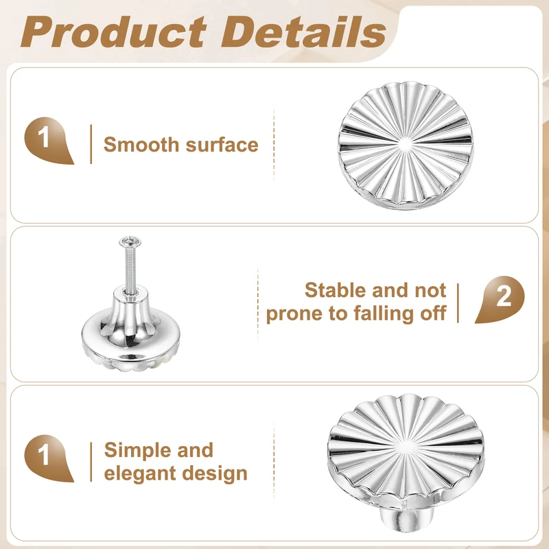 10 Pcs 1.5" Cabinet Knobs, Plastic Drawer Pulls for Bedroom, Silver