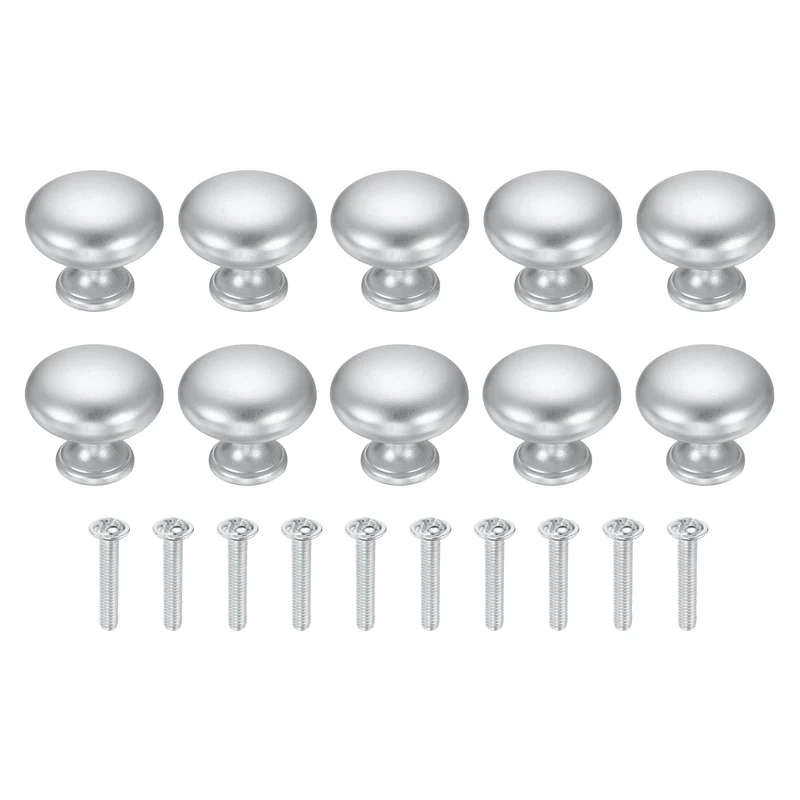 10 Pcs 1.2" Cabinet Knobs, Plastic Drawer Pulls for Bedroom, Matte Silver