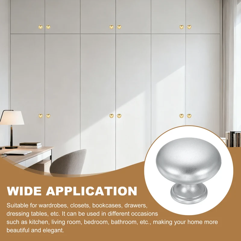 10 Pcs 1.2" Cabinet Knobs, Plastic Drawer Pulls for Bedroom, Matte Silver