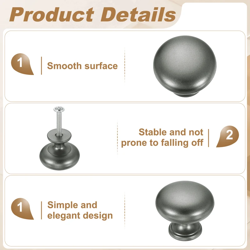 10 Pcs 1.2" Cabinet Knobs, Plastic Drawer Pulls for Bedroom, Nickel