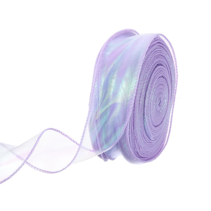 1 1/2 Inch 30Yard Sheer Organza Ribbon Shimmer Chiffon Tulle Ribbons Purple